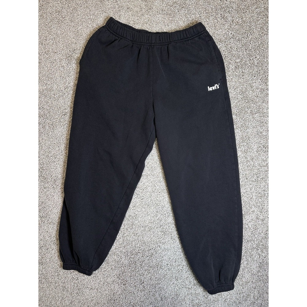 Levi's Black Fleece Jogger‎ Sweatpants Women's Small Elastic Waist Pockets